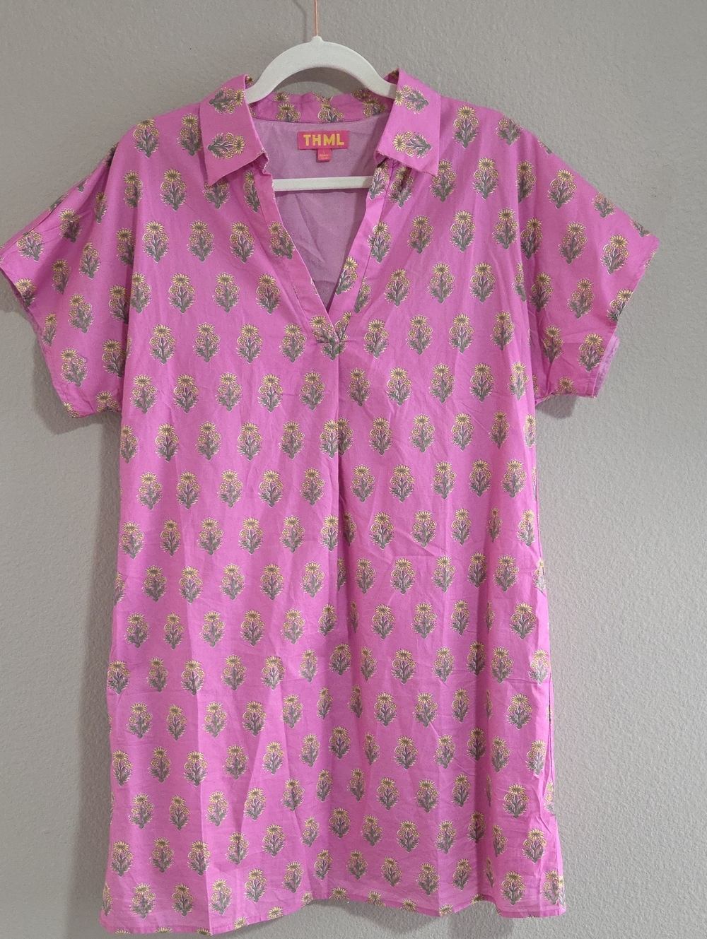 THML Pink Tunic Dress with Sunflower Floral Print